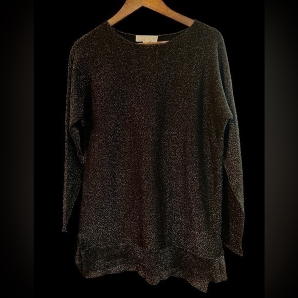 Michael Kors 3/4 Length Scoop Neck Sweater Womens Size Small Black and Gold